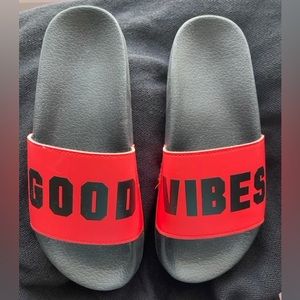 PINK Neon Orange Slides (NEVER WORN)